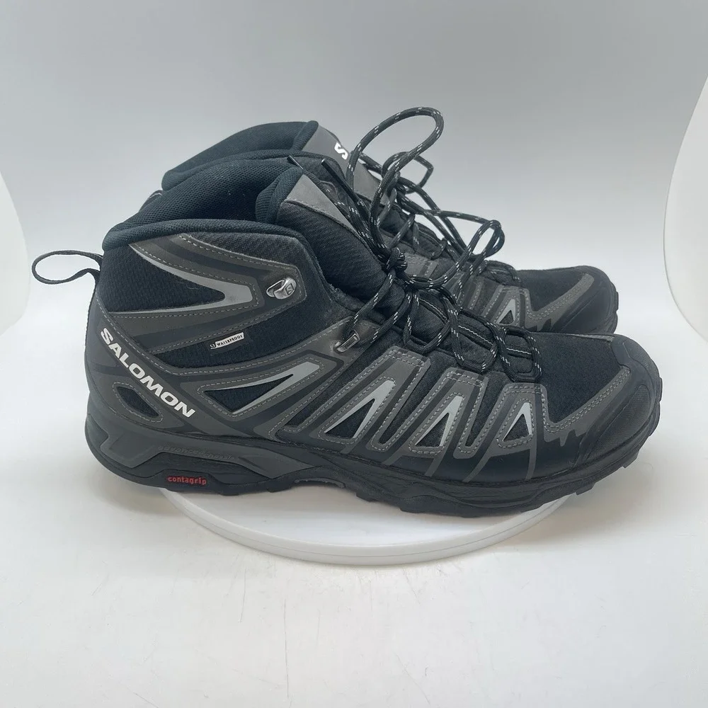 Salomon Mens Boots 12 X Ultra Pioneer Mid CSWP 416711 Black Hiking Trail Shoes
